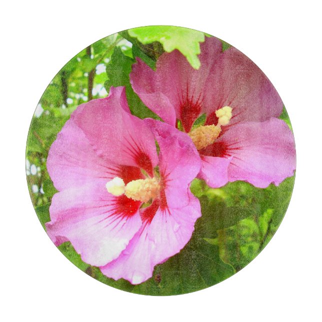 Rosa Hibiscus Glass Chopping Board (Framsidan)
