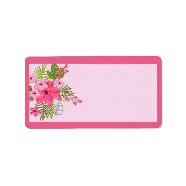 Rosa Hibiscus Hawaiian Mailing Address Label Adressetikett (Framsidan)