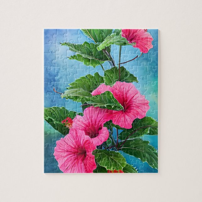 Rosa Hibiscus Jigszawa Puzzle Pussel (Vertikal)