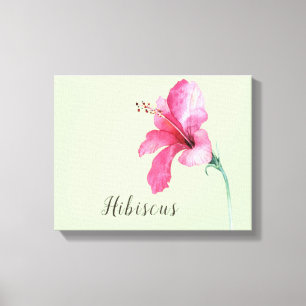 Rosa Hibiscus Kanvastrycket Färgvatten Canvastryck