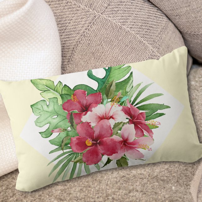 Rosa Hibiscus Lumbar Pillow Lumbarkudde (Skapare uppladdad)