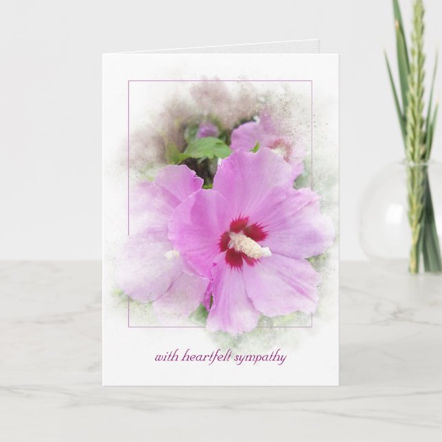 rosa hibiscus med maskmedkänsla ram kort (Framsida)