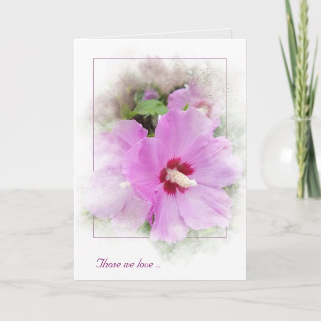 rosa hibiscus med maskmedkänsla ram kort (Framsida)