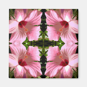 Rosa Hibiscus Mönster Magnet