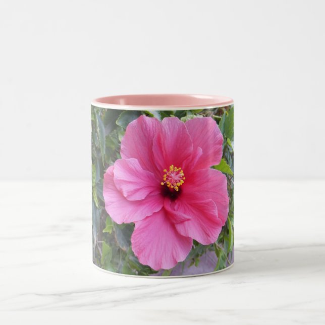 Rosa Hibiscus mugg - välj stil & färg (Center)