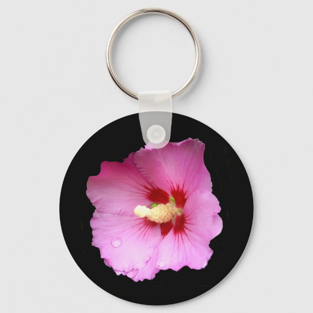 Rosa Hibiscus Nyckelring (Framsida)