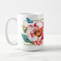 Rosa Hibiscus och Red Camellia Garden Blommigt sto