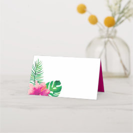 Rosa Hibiscus och Tropiska Löv Placeringskort