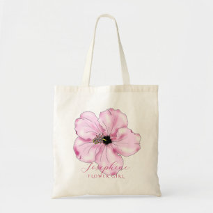 Rosa Hibiscus Personlig Flower Girl Tygkasse