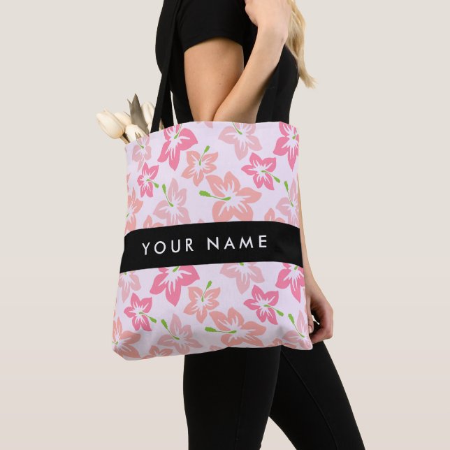 Rosa Hibiscus, Rosa Flowers, ditt namn Tygkasse (Närbild)