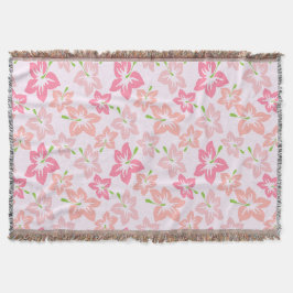 Rosa Hibiscus, Rosa Flowers, Mönster av blommor Filt