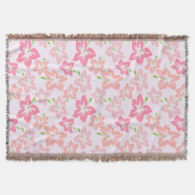 Rosa Hibiscus, Rosa Flowers, Mönster av blommor Filt (Framsidan)