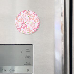 Rosa Hibiscus, Rosa Flowers, Mönster av blommor Magnet