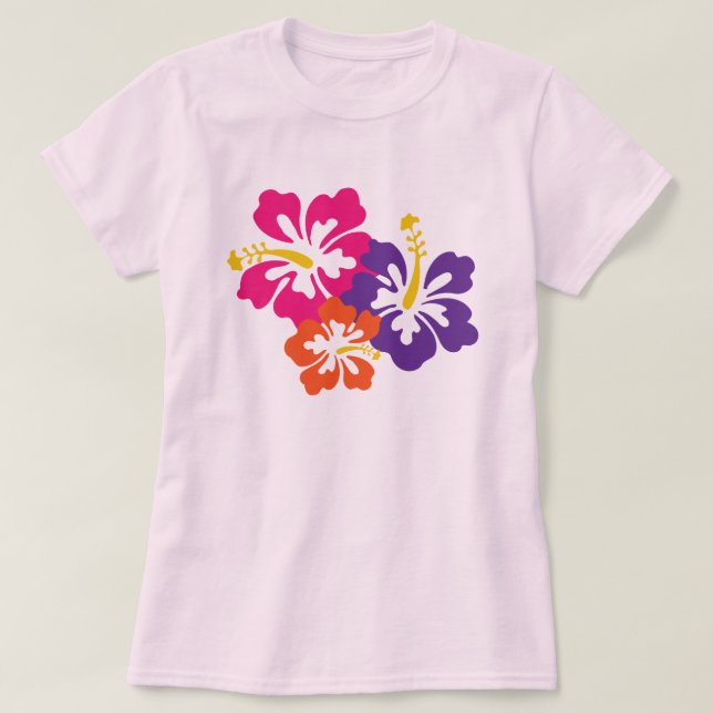 Rosa Hibiscus T Shirt (Design framsida)