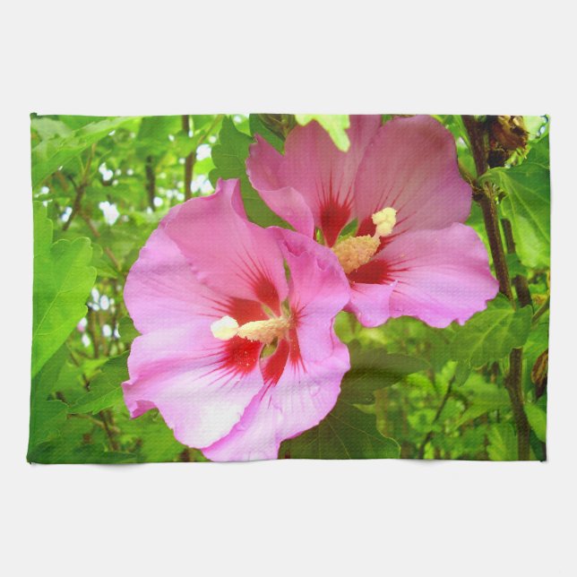 Rosa Hibiscus Tea Towel Kökshandduk (Horisontell)