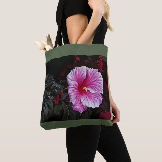 Rosa Hibiscus Tote Tygkasse (Närbild)