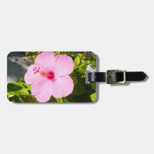 Rosa Hibiscus Tropiska blomman Bagagebricka