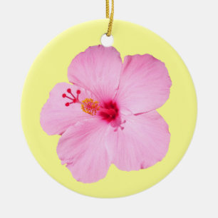 Rosa Hibiscus Tropiska blomman Julgransprydnad Keramik