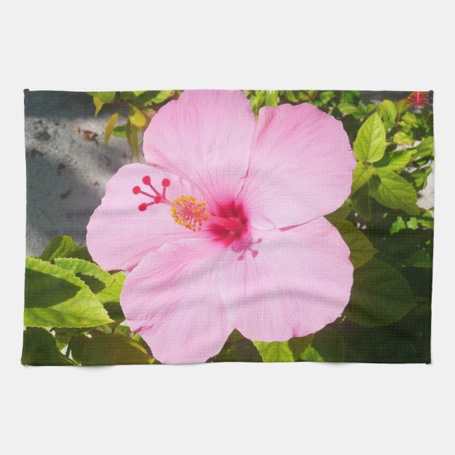 Rosa Hibiscus Tropiska blomman Kökshandduk (Horisontell)