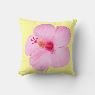 Rosa Hibiscus Tropiska blomman Kudde