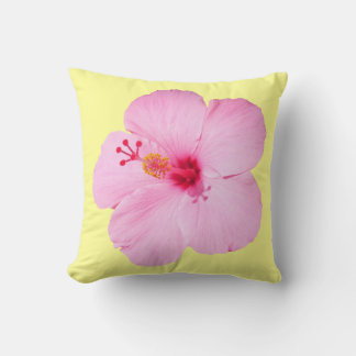 Rosa Hibiscus Tropiska blomman Kudde