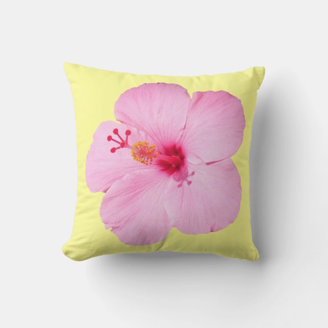 Rosa Hibiscus Tropiska blomman Kudde (Framsida)