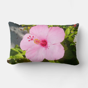 Rosa Hibiscus Tropiska blomman Lumbarkudde