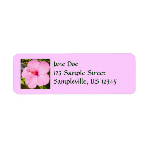 Rosa Hibiscus Tropiska blomman Returadress Etikett