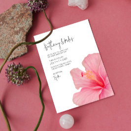Rosa Hibiscus ・ Tropiskt blodtryck ・ Mål Inbjudningar