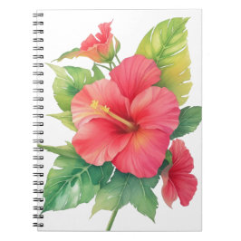 Rosa Hibiscus Watercolor Flower Anteckningsbok