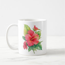 Rosa Hibiscus Watercolor Flowers Kaffemugg