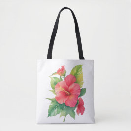Rosa Hibiscus Watercolor Flowers Tygkasse
