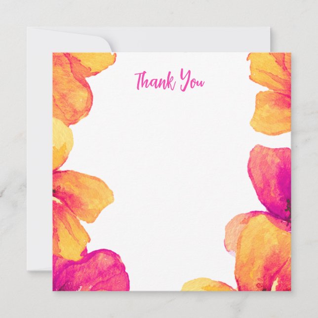 Rosa Hibiskus Blommig Bröllopsfest Inbjudan (Framsida)