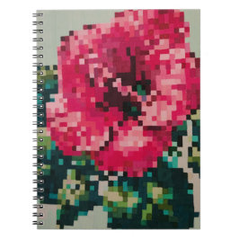 Rosa Hibiskus i mjuka pixelfärger Anteckningsbok