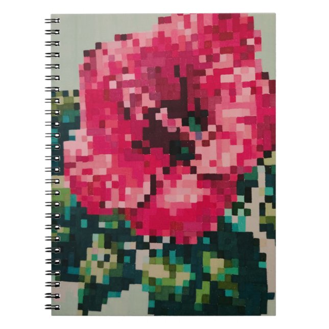 Rosa Hibiskus i mjuka pixelfärger Anteckningsbok (Framsidan)
