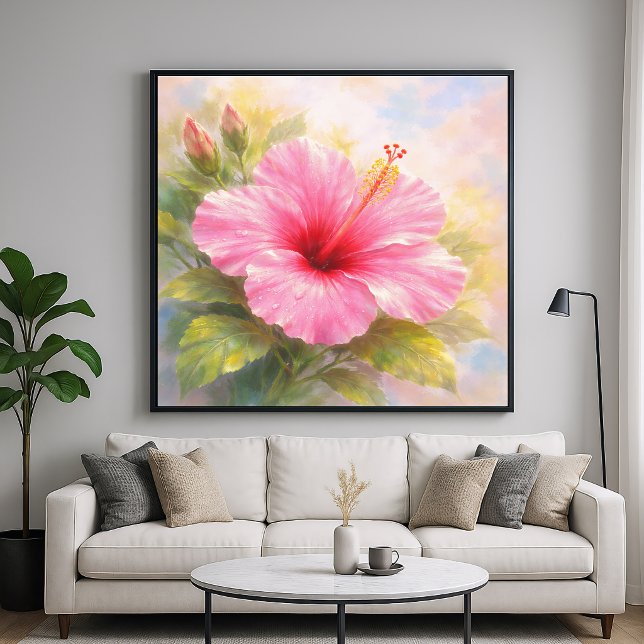 Rosa Hibiskus - Målning Stil Konst Poster (Skapare uppladdad)