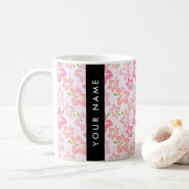 Rosa Hibiskus, Rosa Blommor, Ditt Namn Kaffemugg