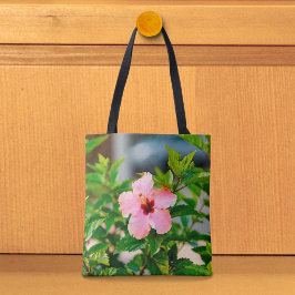 Rosa Hibiskus Totebag Tygkasse