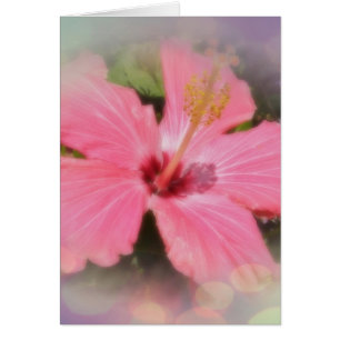 Rosa hibiskusblomma hälsningskort