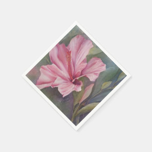 ROSA HIBISKUSBLOMMA PAPPER SERVETTER