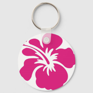 Rosa hibiskusdesign nyckelring