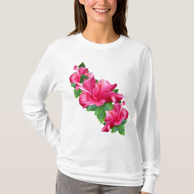 Rosa hibiskusdrottningskjortor tröja (Framsida)