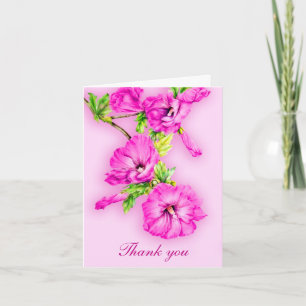 Rosa hibiskuskonstbröllop tackar dig att card tack kort