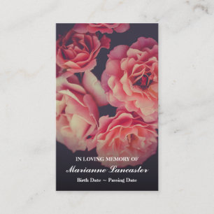 Rosa Hidrangea Memorial Funeral Prayer-kort Visitkort