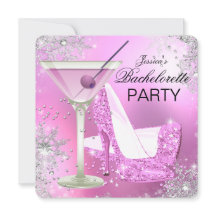 Rosa High Heel Shoes Bachelorette Party bjudande i