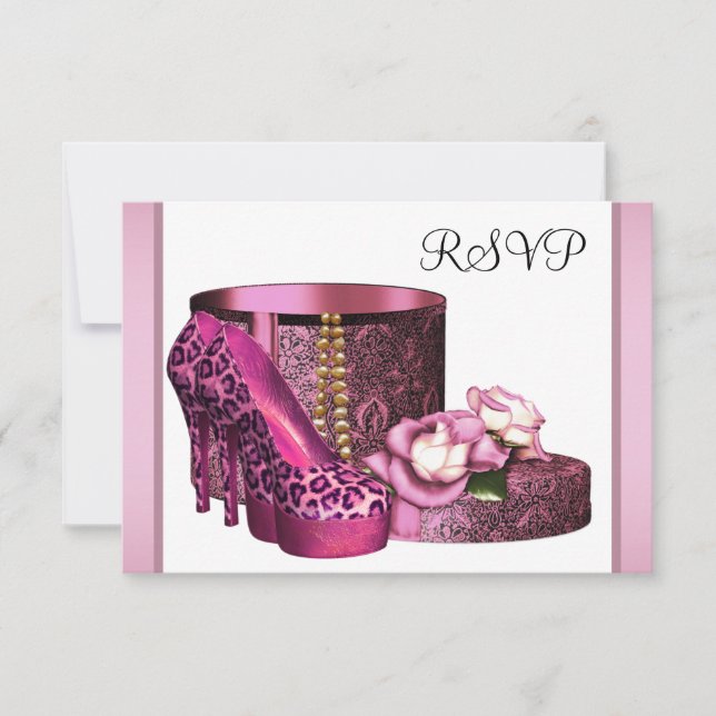 Rosa High Heel Shoes Womans Leopard 50:e födelseda OSA Kort (Framsida)