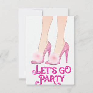 Rosa High Heeled Shoes Låt oss Go Party Card Kort