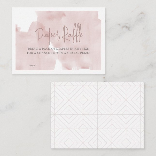Rosa Himlar Baby Shower Diaper Raffle Biljett Tilläggskort (Fram/baksida)