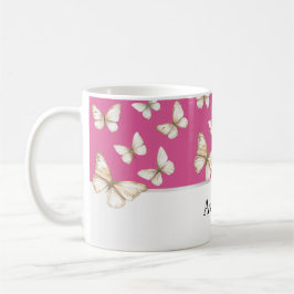 Rosa himlar & fjärilar  kaffemugg