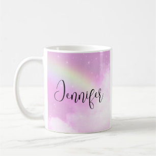 Rosa Himlar Fluffy Clouds and Rainbow Kaffemugg